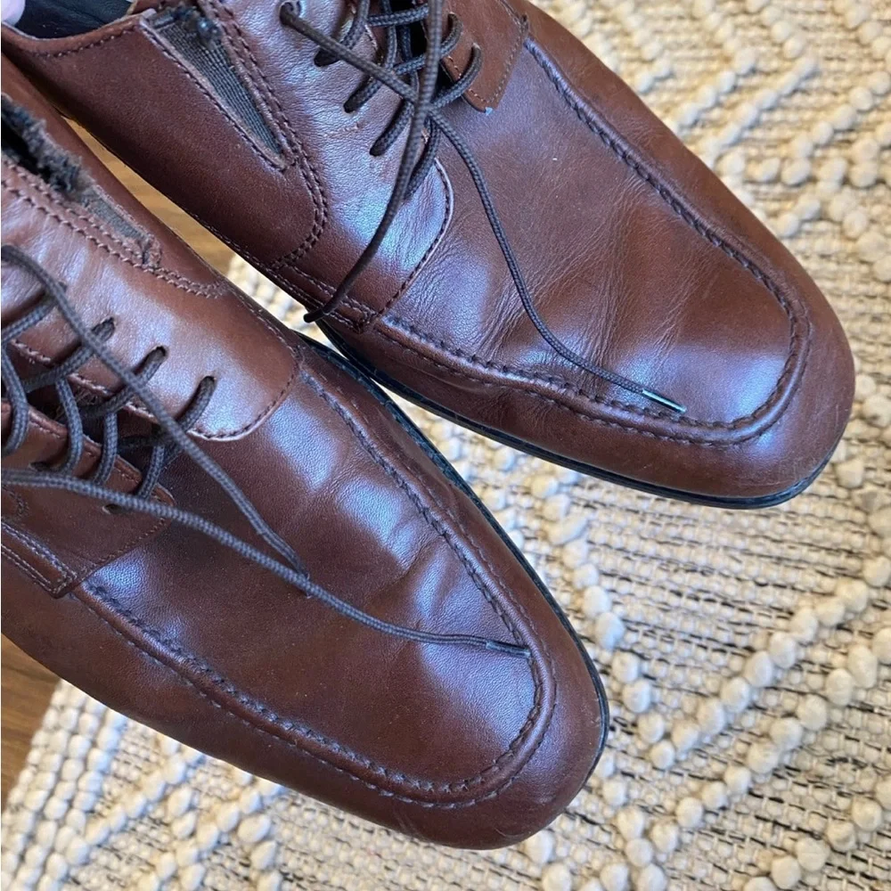 Men's Sz 10 JOHNSTON & MURPHY Lace up Oxford Shoes Brown Dark Mahogany‎ Color